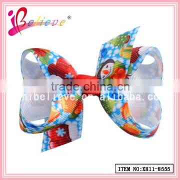 No smell no deformation printed ribbon bow hair bows clip,3" cheap bow ties