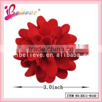 Free sample available nice grosgrain flower 3 inch hair clips for teenagers (XH11-8440)