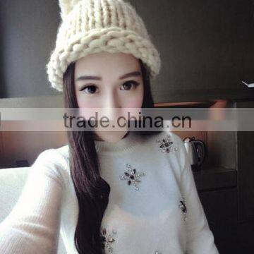 Hot Selling Handmade Knitting Pom Pom Style Ladies Fashion Hats