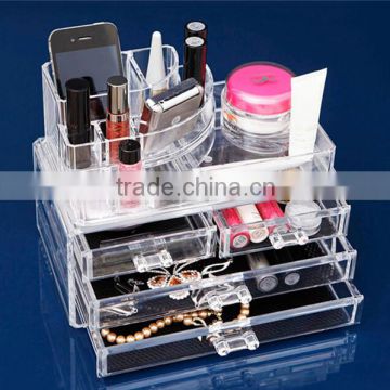 Acrylic tabletop spinning cosmetic organizer