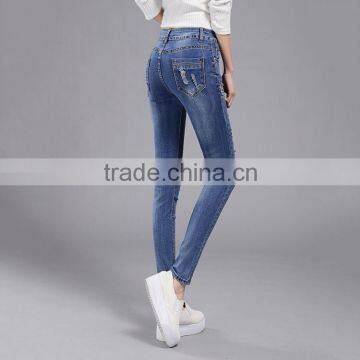 Spring Summer High Waist Jeans Woman Female Distressed Slim Patchwork Denim Pants Pencil Ripped Vintage Skinny Jeans For Women photo-4