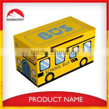 yellow bus design MDF wooden kids toy box