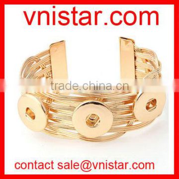 Vnistar gold 18mm snap button metal bangle in stock wholesale NBR002-2