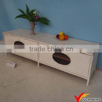 Short Design White Metal Home Usage Shabby Chic TV Cabinet