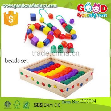 good quality colorful wooden beads set OEM educational classic toys-beads set EZ3004