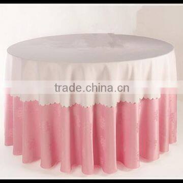 Romantic fancy pink color flower design jacquard table cloth for wedding party use