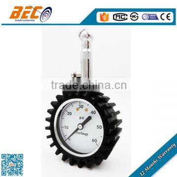 BECO 2" tire pressure gauge 360 degree swivel chuck for SUV, truck etc. Samples ready
