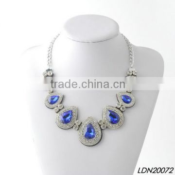 Romantic sparkly blue rhinestone necklaces with matching earrings