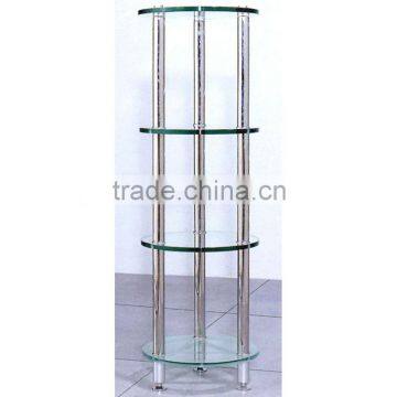 High Quality Tempered Glass Shelf, Transparent Glass with Stainless Steel Holder