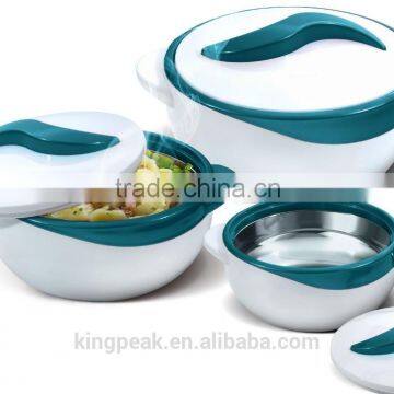 2015 Best Selling Product insulated food hot pot/3 Piece Thermo Dish Hot or Cold Casserole Serving Bowls with Lids