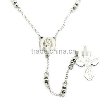 catholic necklace rosary necklace jewish rosary stainless steel 316 silver cross pendants 4MM beads