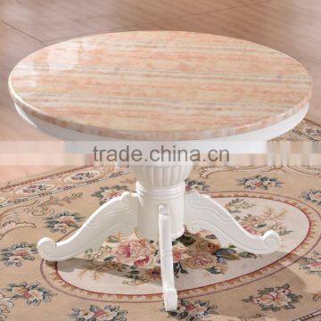 Italian luxury wood frame white round marble dining table