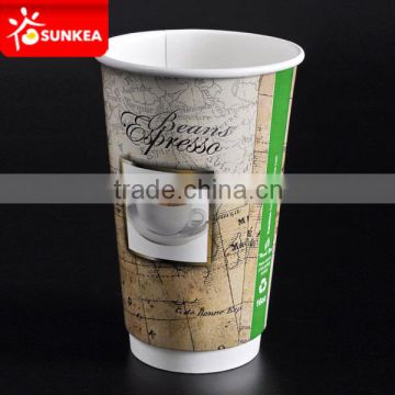 Disposable brand logo printed 24oz coffee water paper cup