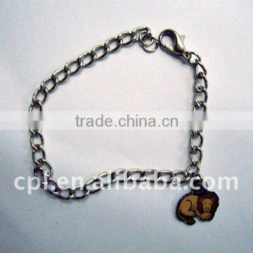 Printed lion charms nickel free plated iron bracelet