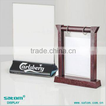 Acrylic/ Wooden Material Leaflet Holder Restaurant Menu Card Holder