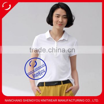 wholesale 100 cotton plain white polo t shirt for women