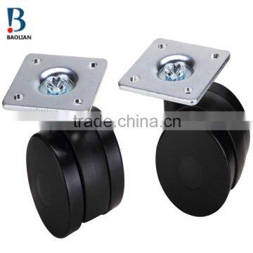 2016 Shenzhen Hot-sale 2 Inches Black Nylon Plate Swivel Plastic Furniture Caster Double Wheels for Suitcase photo-2