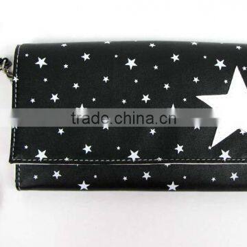 China Supplier Leather Purse Black Wallet Fashion Design Wallet Shinning Star Design Wallet