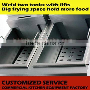 Electric 2-tank Fryer 2-basket Restaurant Deep Fat Steak Fryer Guangzhou Factory photo-3