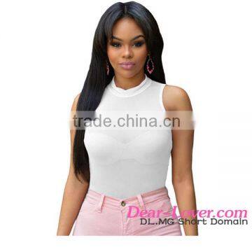 White see through hot sale female Sleeveless Mesh lace bodysuit