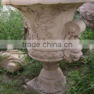 Garden line planter flower pot sculpture marble hand carved from Vietnam