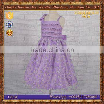 fashion lace purple mesh flower cute party girl dress