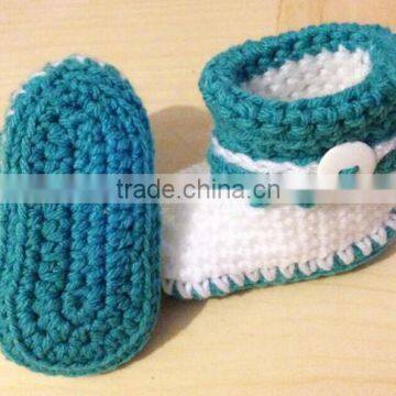 Green Color Optional Hand Crochet Baby Booties for Baby photo-3
