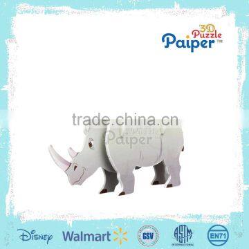 Animal kingdom rhinoceros 3d puzzle model wholesale kids toys