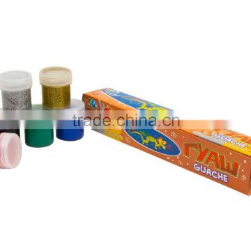 Gouache, poster paint, poster color 6 colors, with gold and silver glitter, 60 ml