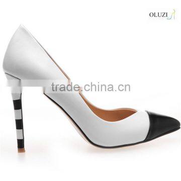 OPN1 unicolor dignified slim high heel shoes pumps for chirstmas with black and white color