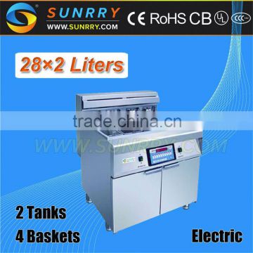 Floor type computer control fryer 2 tank 4 basket deep fryer with thermostat (SY-FF28D SUNRRY)