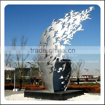 Large Metal Stainless Steel Modern Sculpture with Figures