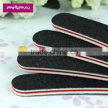 2015 cheap black banana shape two sided emery board round nail file for sale