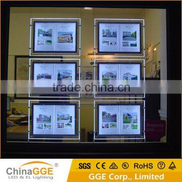Slim Indoor Wall Hanging Backlit Crystal Advertising Light Box Window Display Real Estate Light Pockets photo-2