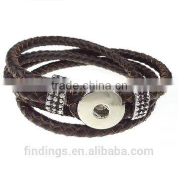 CJ2050 brown color bali click button bracelet,personalized leather bracelets,braided leather bracelets