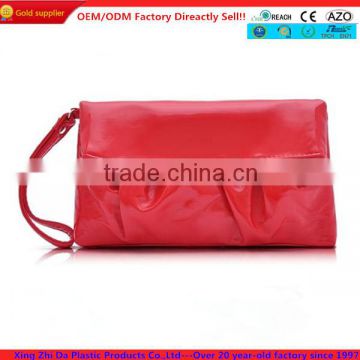 promotional red PU cosmetic bag handbag