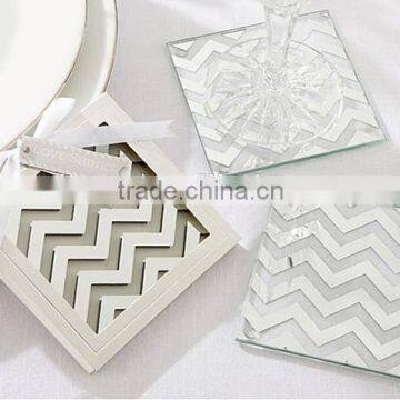 New "Shimmer and Shine" Silver Chevron Glass Coasters