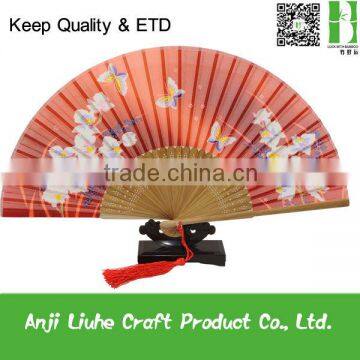 orange Japanese design silk hand fan