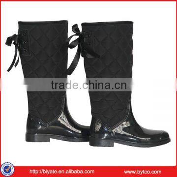 Winter Lace-Up Mid-Calf PVC Waterproof Rain Boots, Ankle Shoes Galoshes