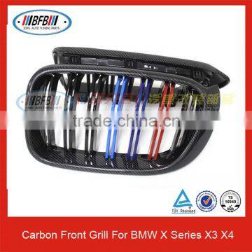 X3 X4 Carbon Fiber ///M Color Front Grills ABS Matte&Glossy Black F25 F26 Dual Slats Car Grille For BMW X Series