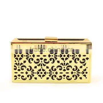 Women hollow design hard case box clutches, clutch bag made in China