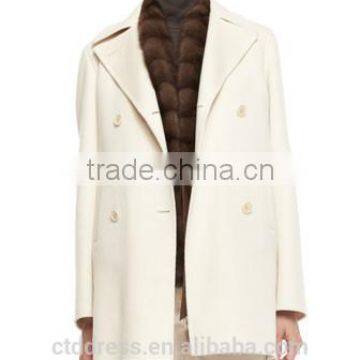 2014 Top Quality 100% cashmere off white women winter jackets