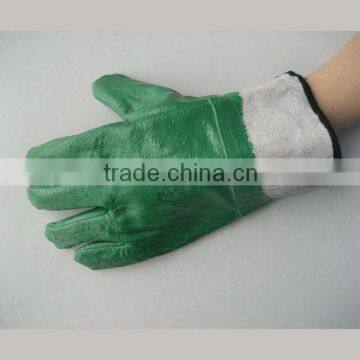 Split leather with reinforcement on palm fully nitrile coated safety cuff industrial working gloves