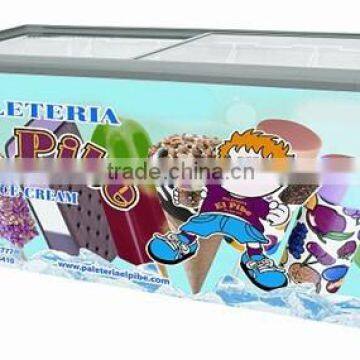 flat glass door display showcase freezer ice cream freezer chest freezer