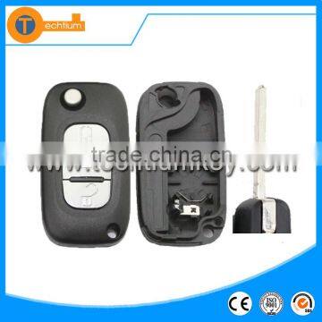 Plastic 3 button flip blanks key wholesale with uncut blade and truck button car remote key cover for Peugeot 307