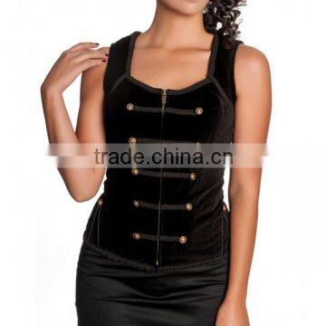 NEW BLACK COTTON OVERBUST CORSET