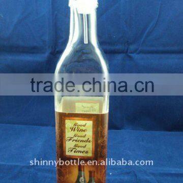 square glass oil packing bottle with logo decal, vinegar bottle