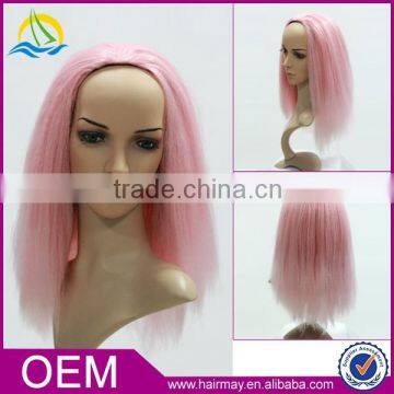 Pink lace front hair wig Synthetic U part braided lace front wigs long design