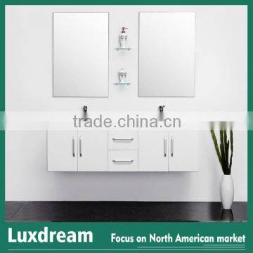 Tempered 60" double glass basins furniture bathroom vanity