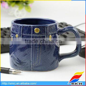 creative jeans shape ceramic stoneware modern souvenir tiki mugs OEM manufacturer